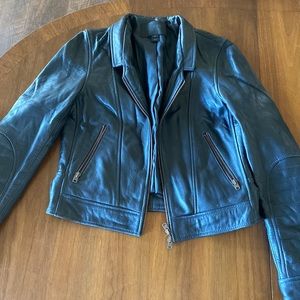 J crew Dark Navy leather jacket